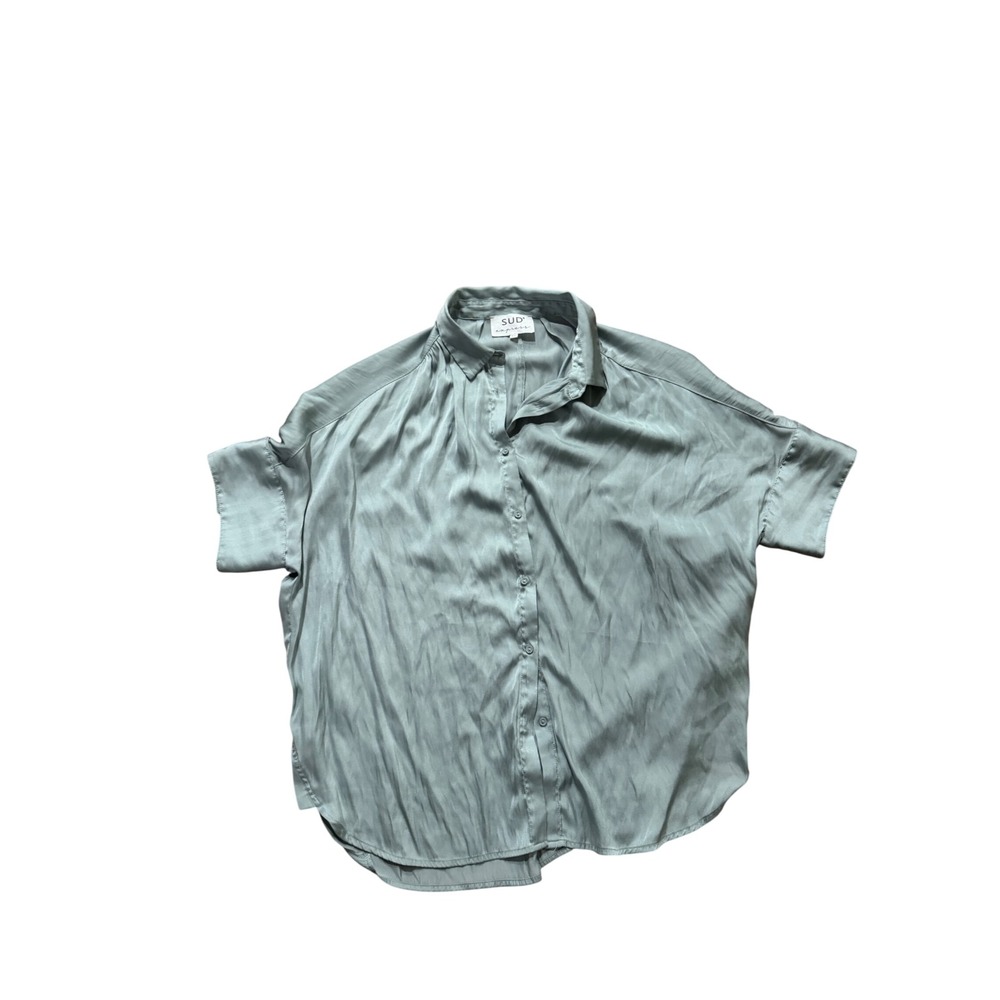 SUD express Button Down Shirt Top Womens Size T1‎ Light Green Relaxed Fit